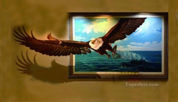 Magia 3D Painting - águila fuera de cuadro 3D
